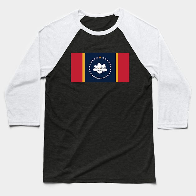 Mississippi Flag Baseball T-Shirt by E